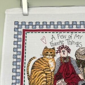Vintage Deb Strain Calendar Tea Towel 2001  Linen Blend Favorite Things Cat